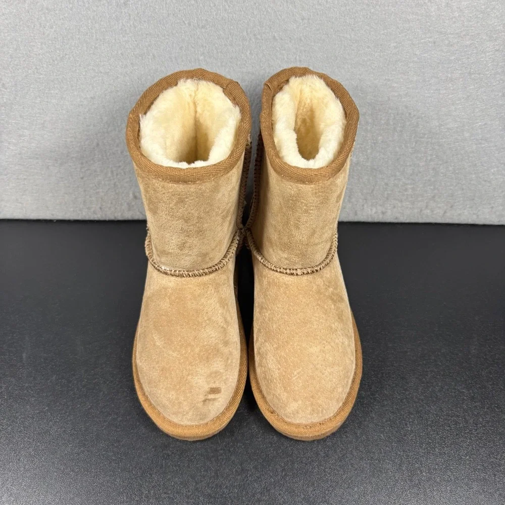 Lamo Girls Classic Ankle Snow Boots Size 12Y Faux Fur Light Brown Tan Winter